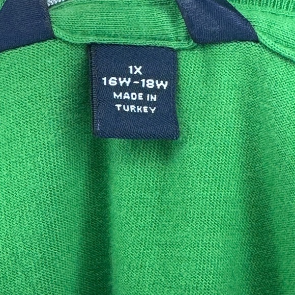 Lands End Green Scoop Neck Cotton Rib Long Sleeve T Shirt, 1X - Picture 4 of 4